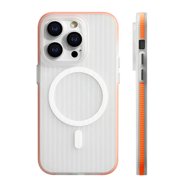 Magnetic Wireless Charging Case with Corrugated Pattern and Non-slip Bumper