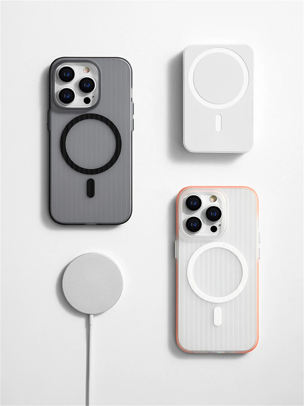 Magnetic Wireless Charging Case with Corrugated Pattern and Non-slip Bumper