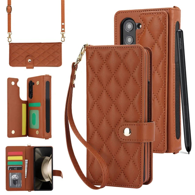 Crossbody leather phone case for Samsung Galaxy Z Fold