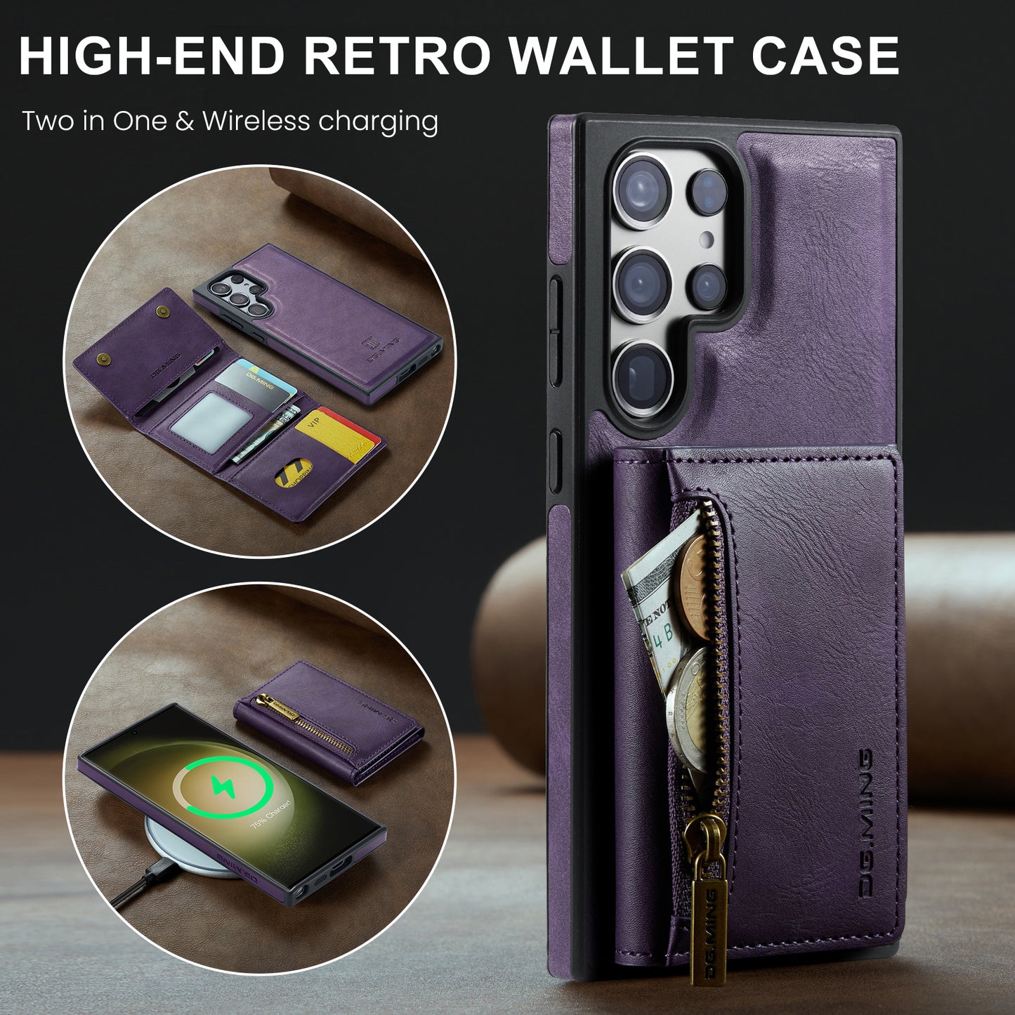 2 in 1 Magnetic RFID Wallet Case for Samsung