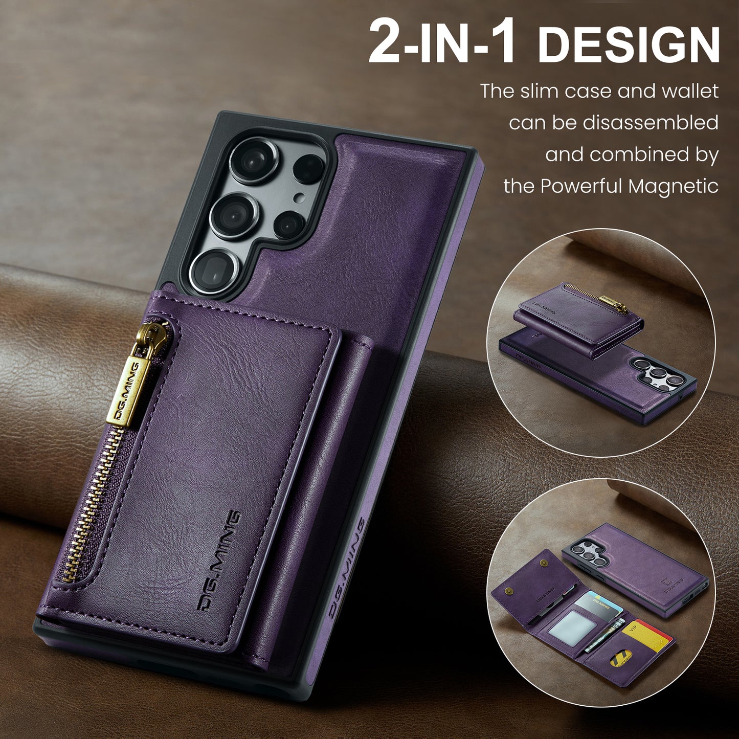 2 in 1 Magnetic RFID Wallet Case for Samsung