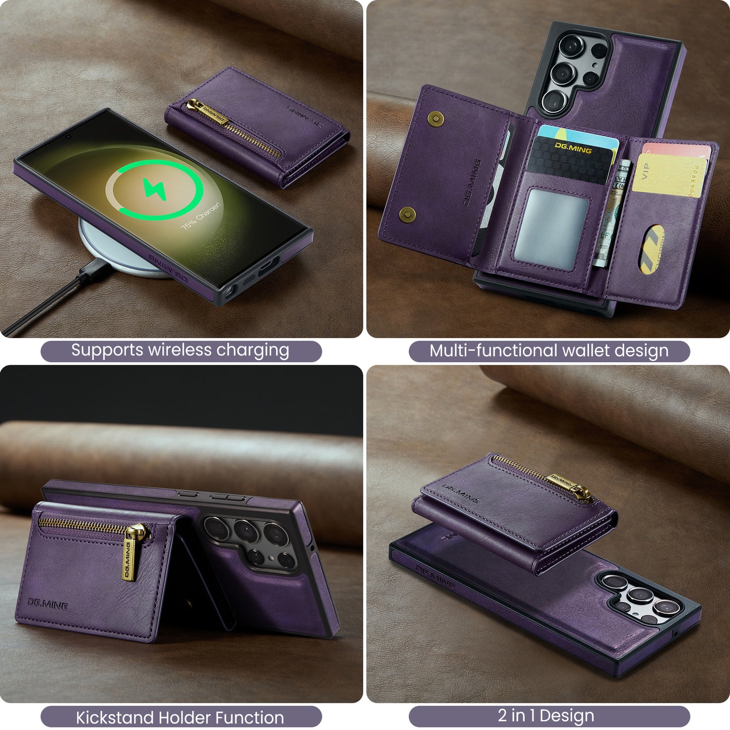 2 in 1 Magnetic RFID Wallet Case for Samsung