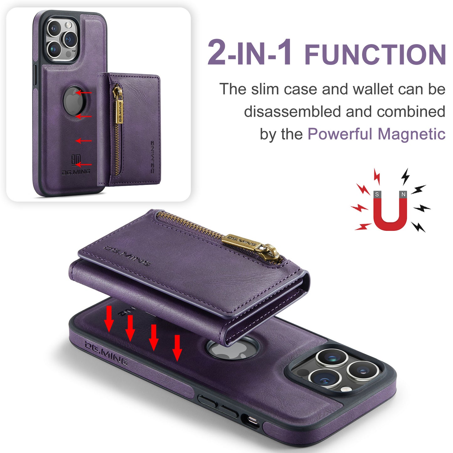 2 in 1 Retro Magnetic Wallet Case for iPhone