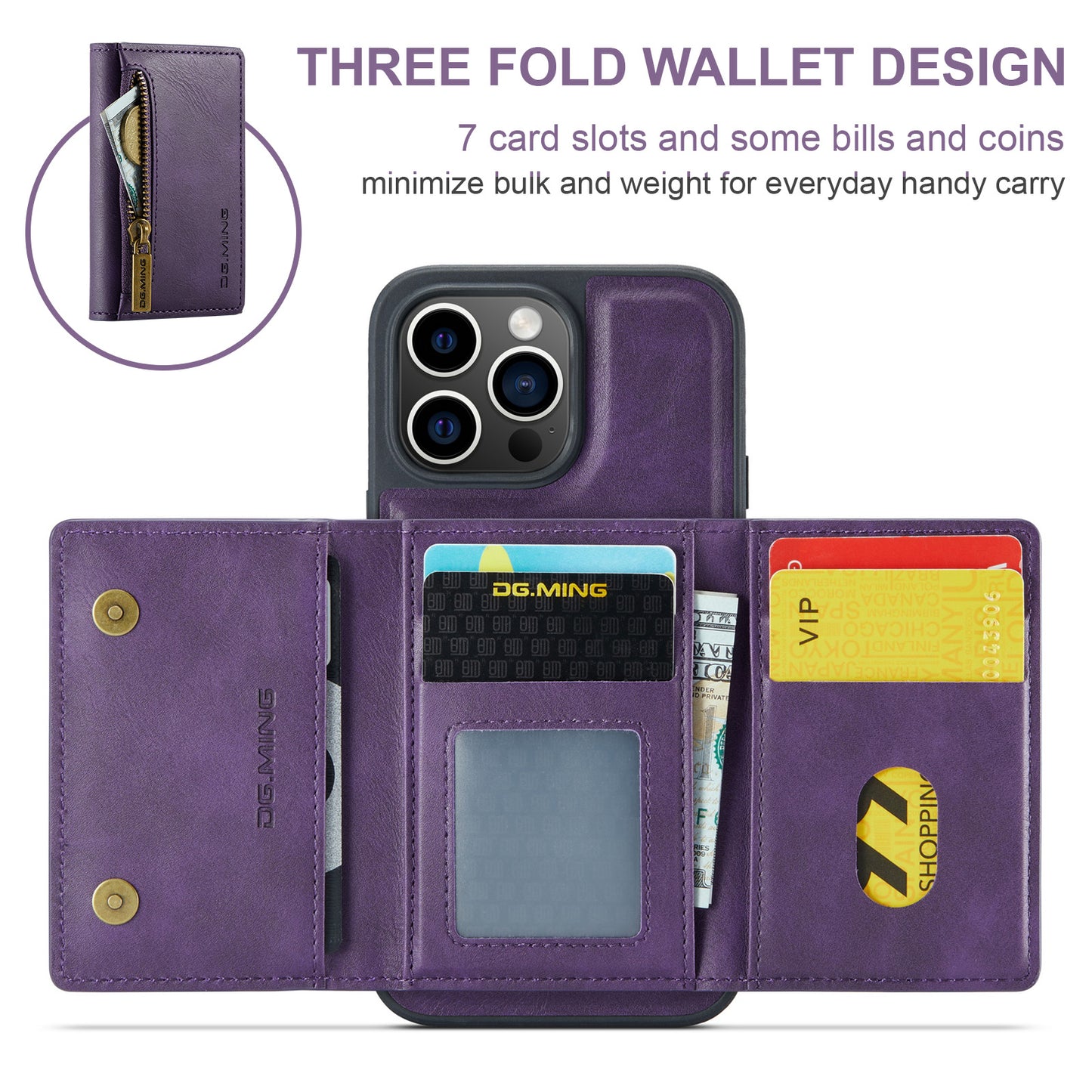 2 in 1 Retro Magnetic Wallet Case for iPhone