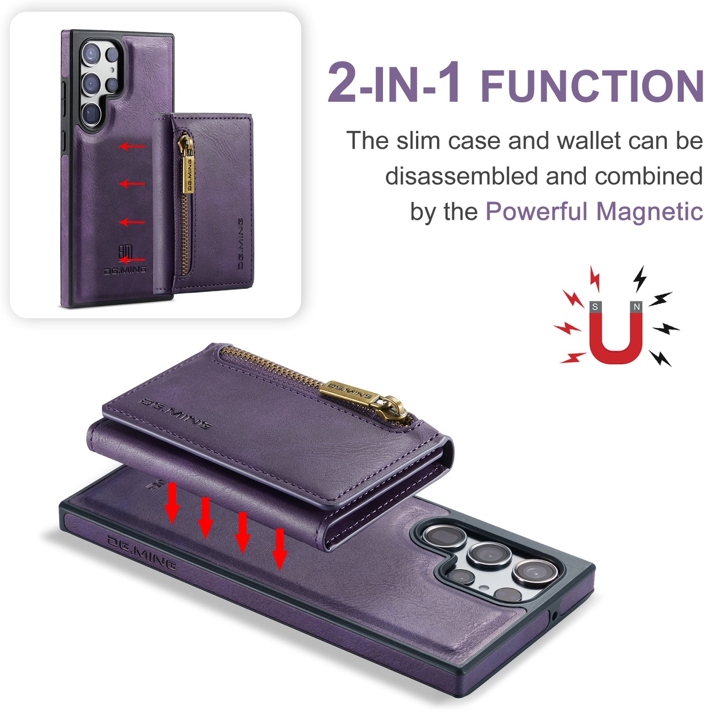 2 in 1 Magnetic RFID Wallet Case for Samsung