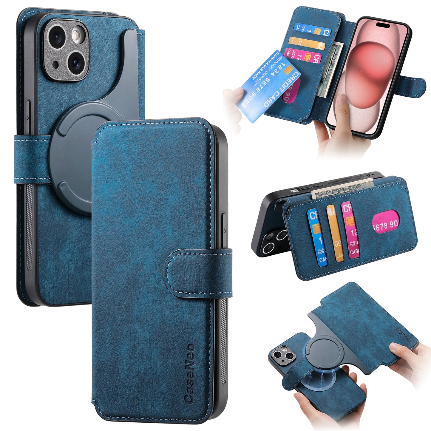 RFID 2-in-1 Detachable Wallet Magnetic Case for iPhone