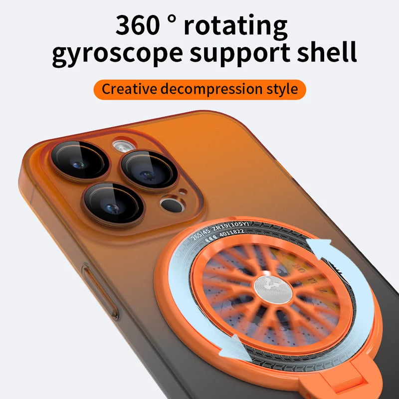 Rotating Gyro Matte Clear Gradient Cover For iPhone Case