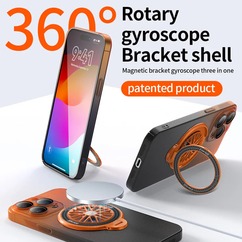 Rotating Gyro Matte Clear Gradient Cover For iPhone Case