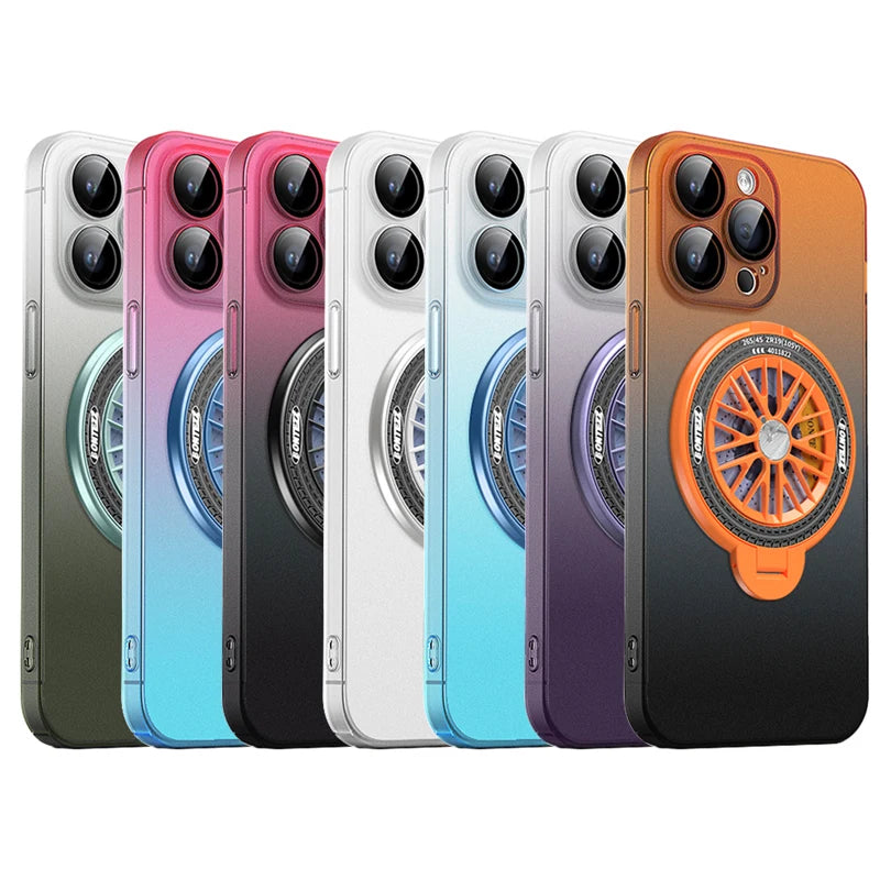 Rotating Gyro Matte Clear Gradient Cover For iPhone Case