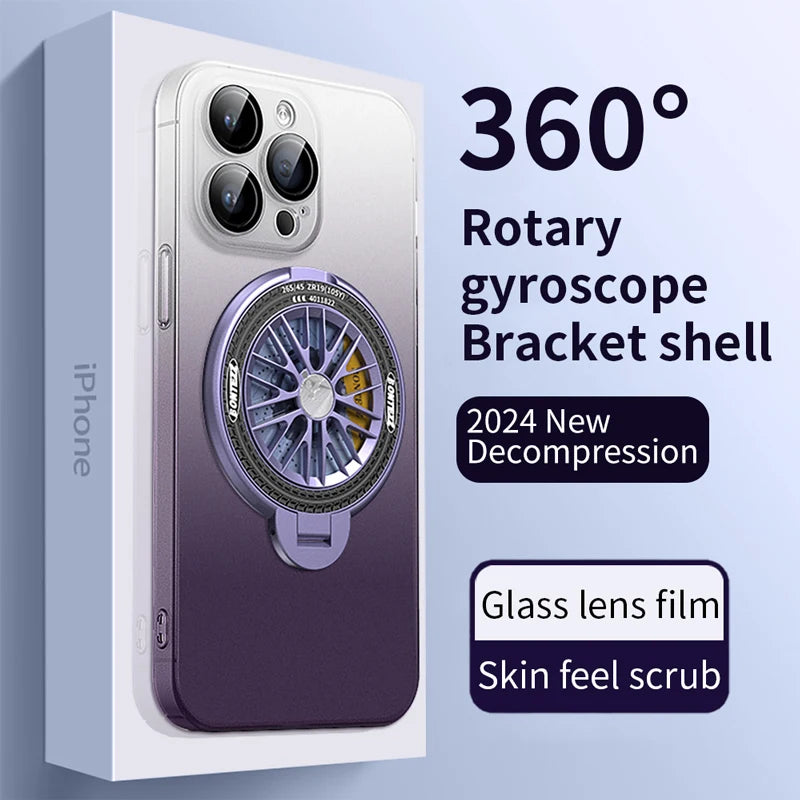 Rotating Gyro Matte Clear Gradient Cover For iPhone Case