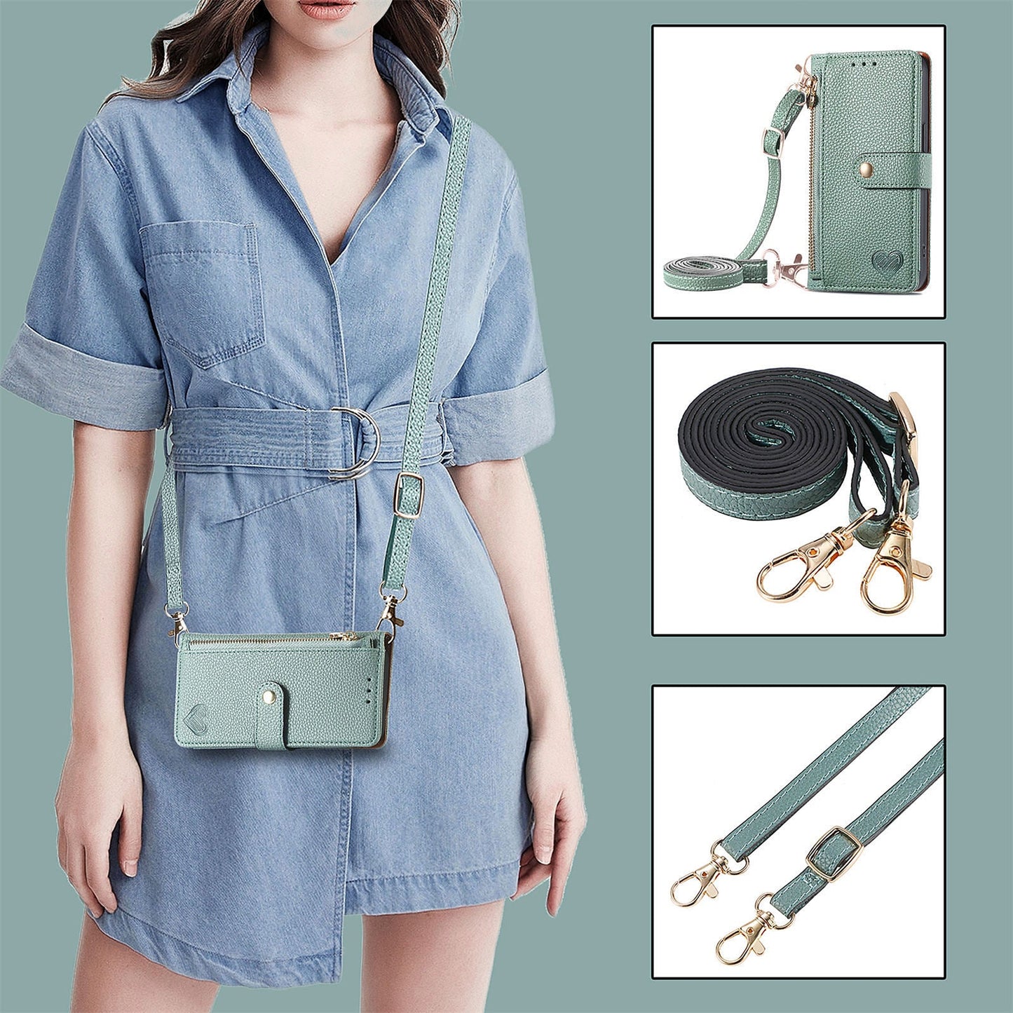 RFID Crossbody Wallet Flip Case for iPhone
