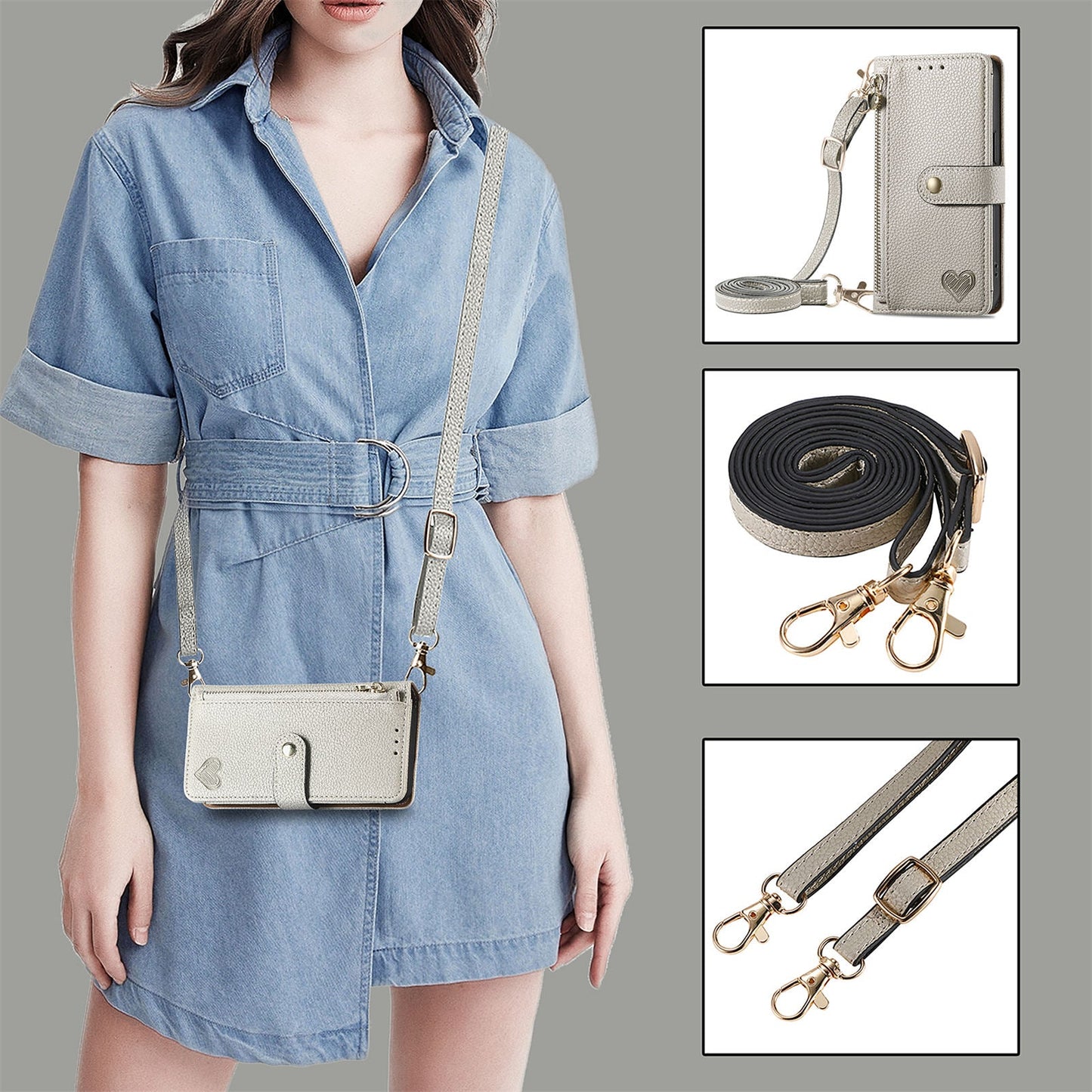 RFID Crossbody Wallet Flip Case for iPhone