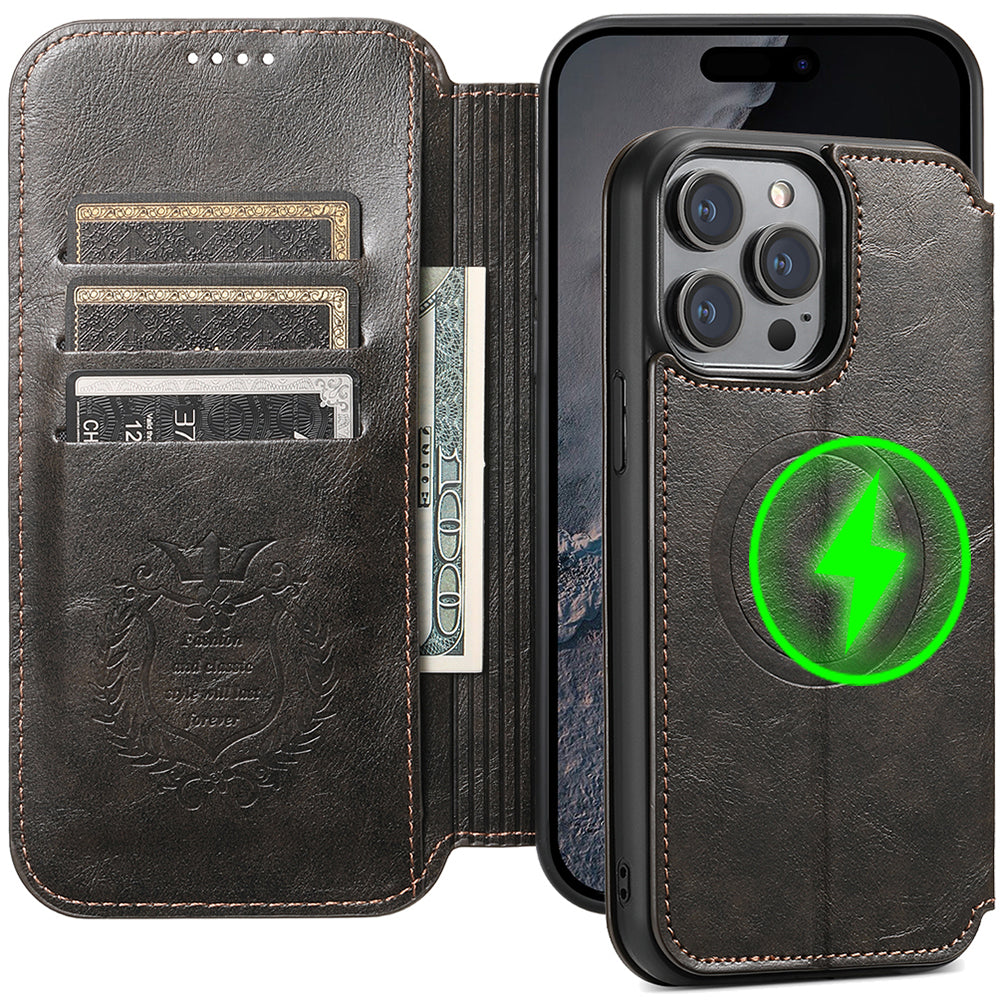 Vintage Magsafe Wallet Flip Case for iPhone