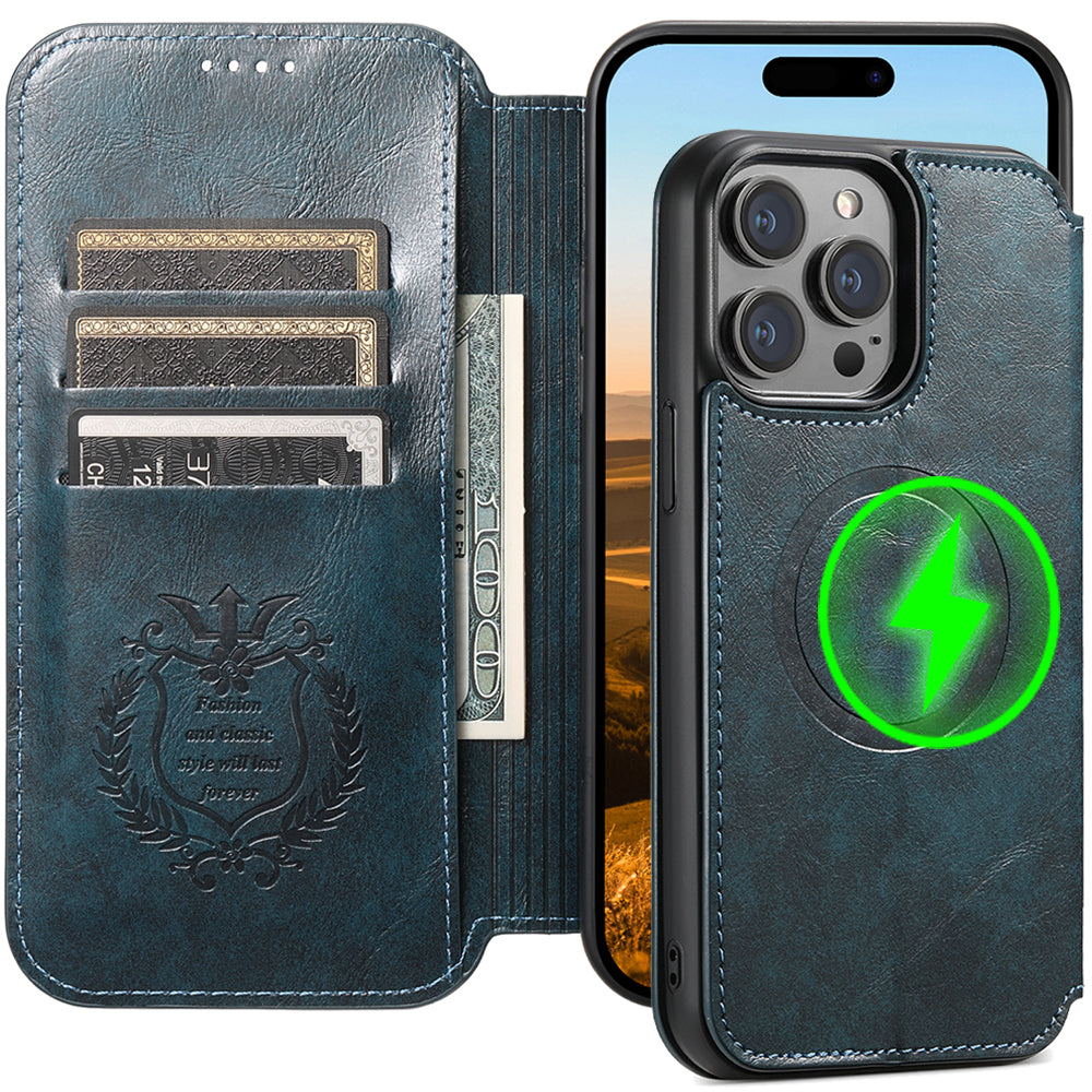 Vintage Magsafe Wallet Flip Case for iPhone
