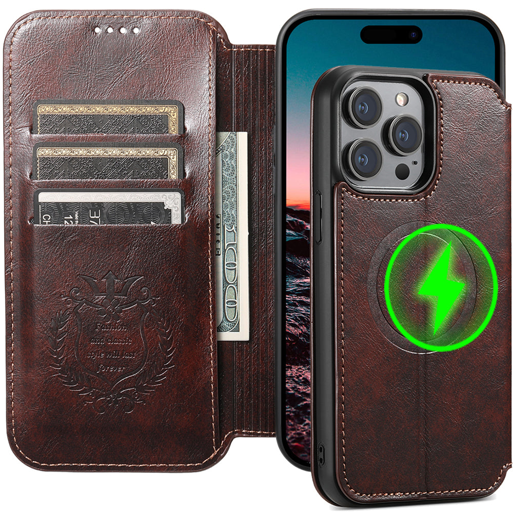 Vintage Magsafe Wallet Flip Case for iPhone