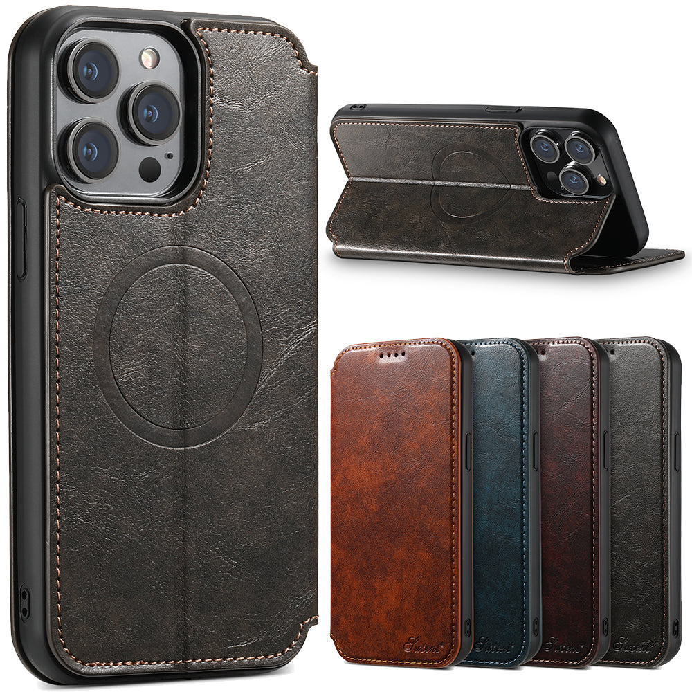 Vintage Magsafe Wallet Flip Case for iPhone