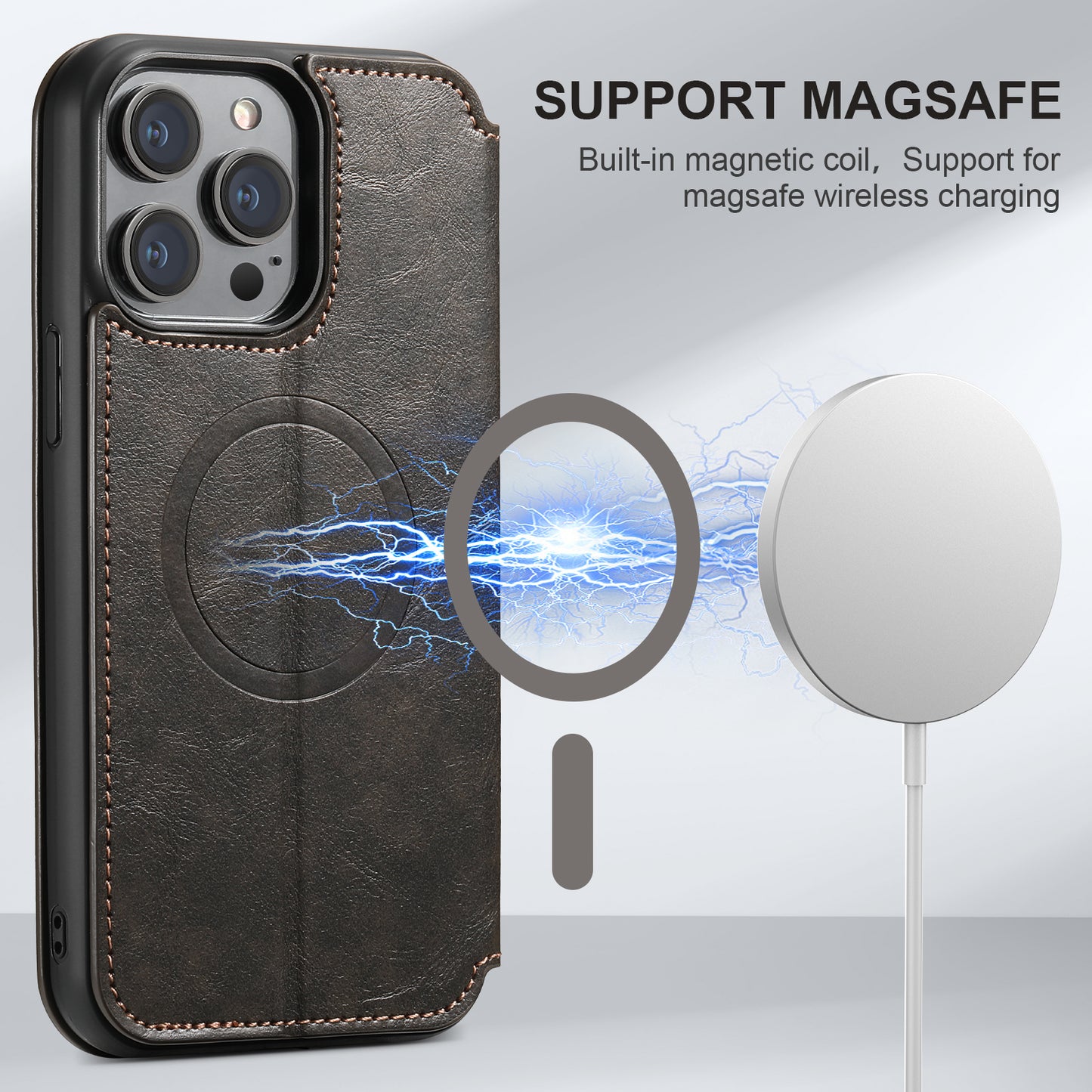 Vintage Magsafe Wallet Flip Case for iPhone