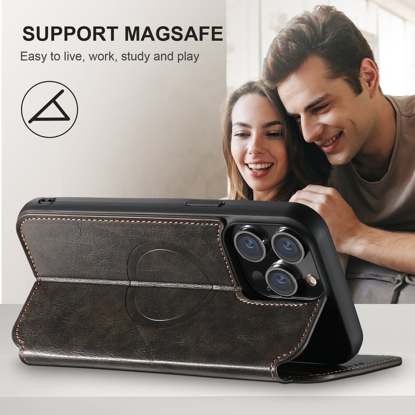 Vintage Magsafe Wallet Flip Case for iPhone