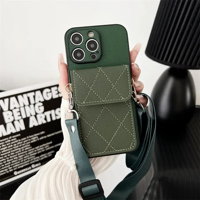 Leather Crossbody Phone Case Wallet with Card Holder - Shockproof Cover