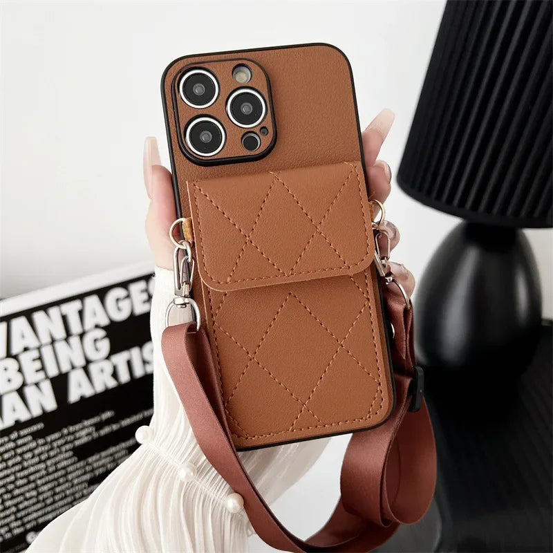 Leather Crossbody Phone Case Wallet with Card Holder - Shockproof Cover