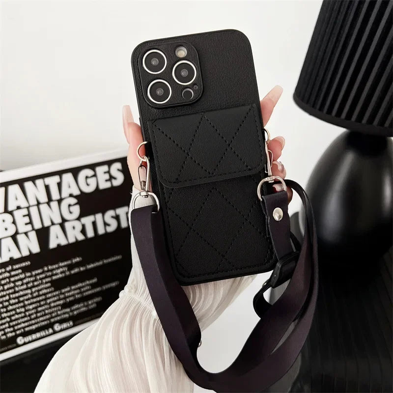 Leather Crossbody Phone Case Wallet with Card Holder - Shockproof Cover