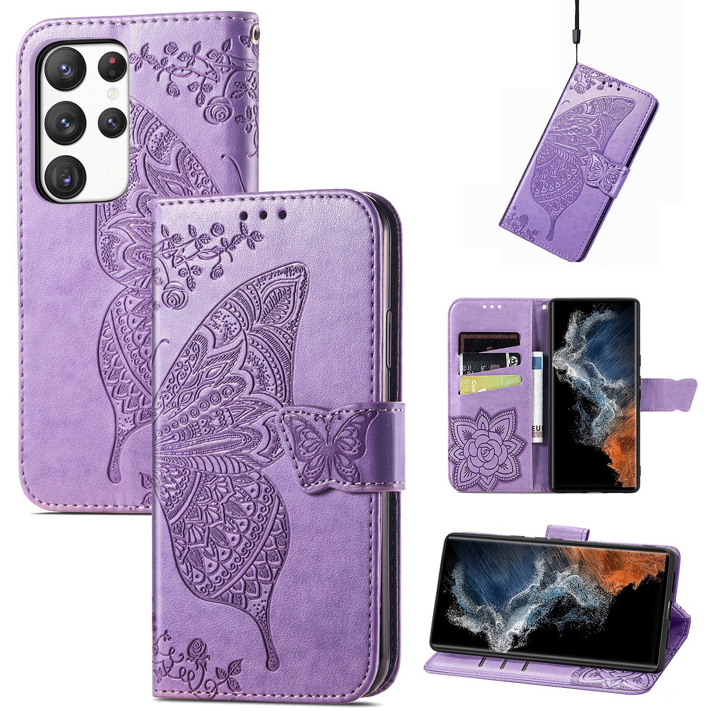 2-in-1 abnehmbare Leder-Brieftaschenhülle für Samsung Galaxy