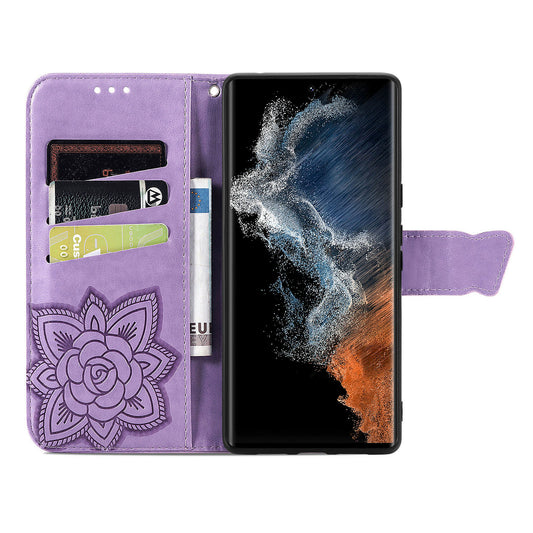 Embossed Butterfly Wallet Flip Case For Samsung Galaxy