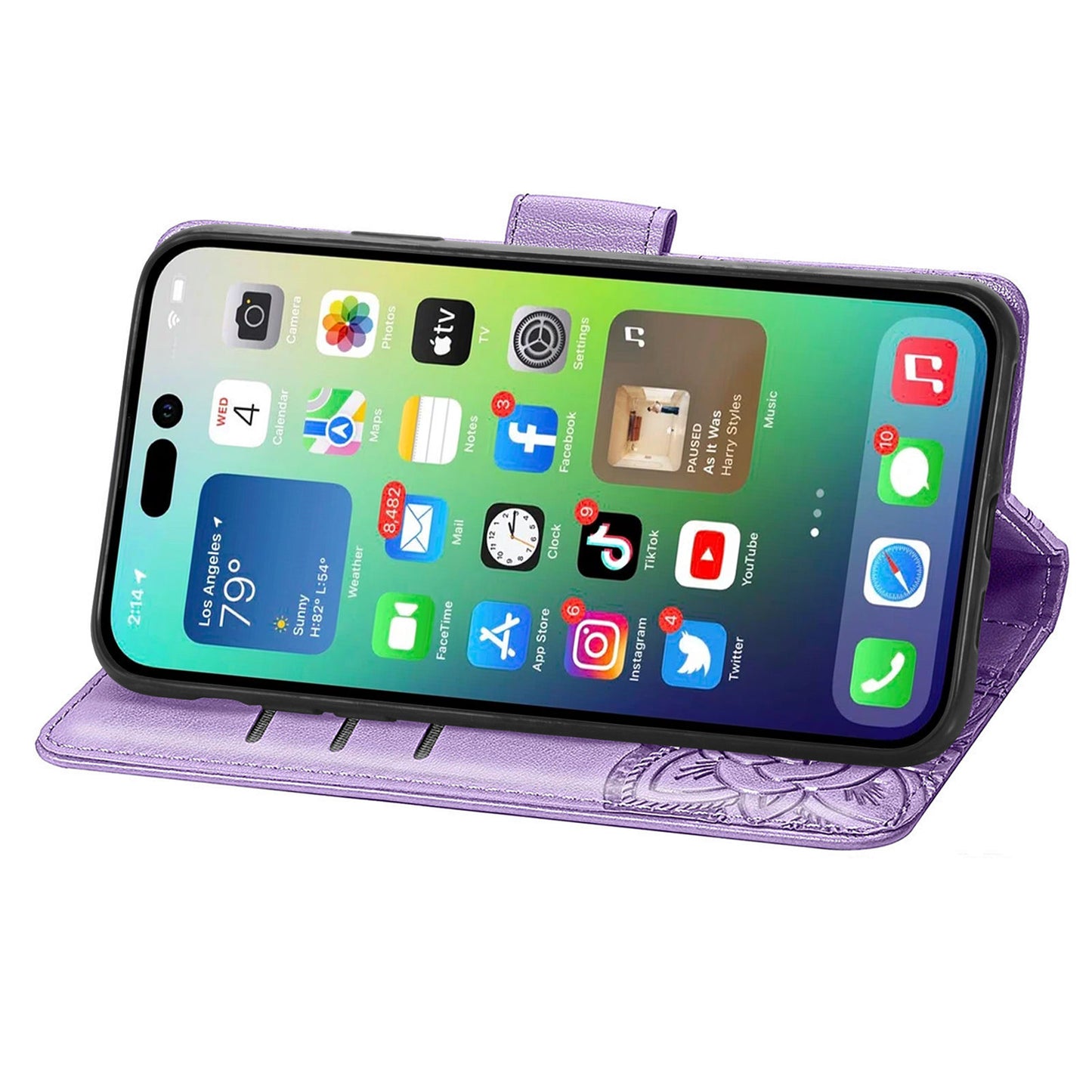 Embossed Butterfly Wallet Flip Case For iPhone