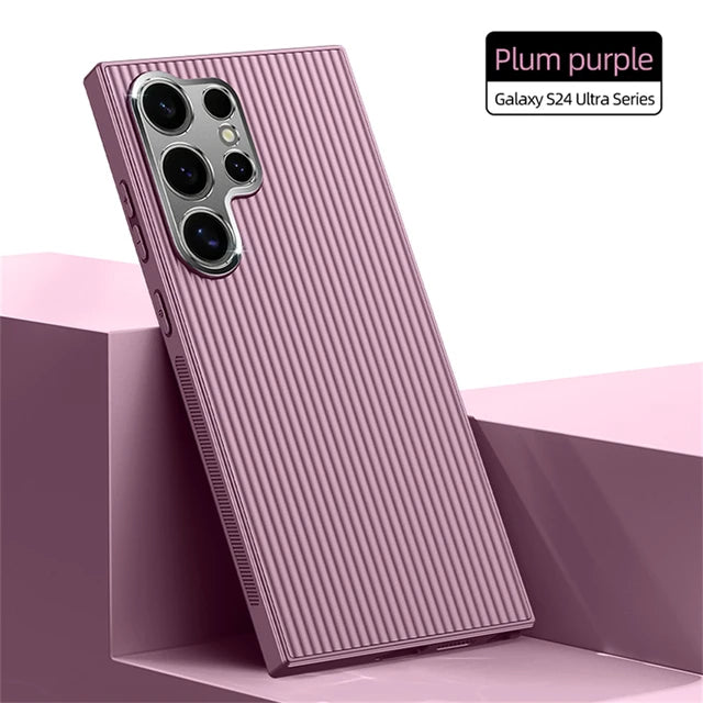 Silicone Shockproof Cushioned Matte Pinstripe Phone Case for Samsung Galaxy