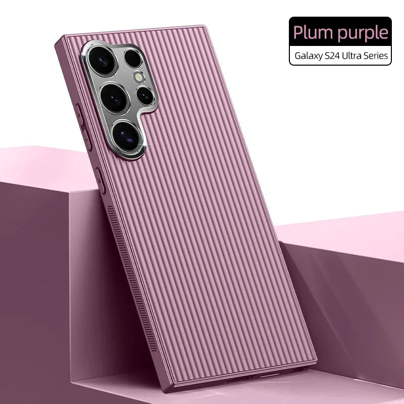 Silicone Shockproof Cushioned Matte Pinstripe Phone Case for Samsung Galaxy