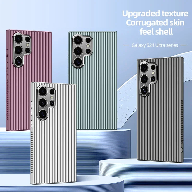 Silicone Shockproof Cushioned Matte Pinstripe Phone Case for Samsung Galaxy