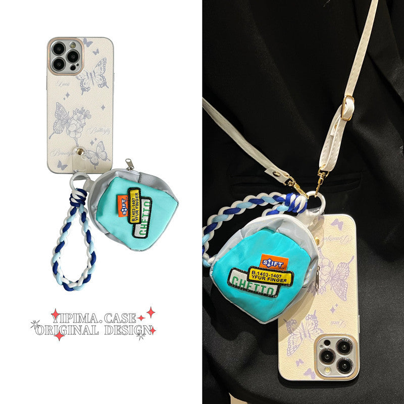 Blue Butterfly Small Coin Purse Phone Case for iPhone