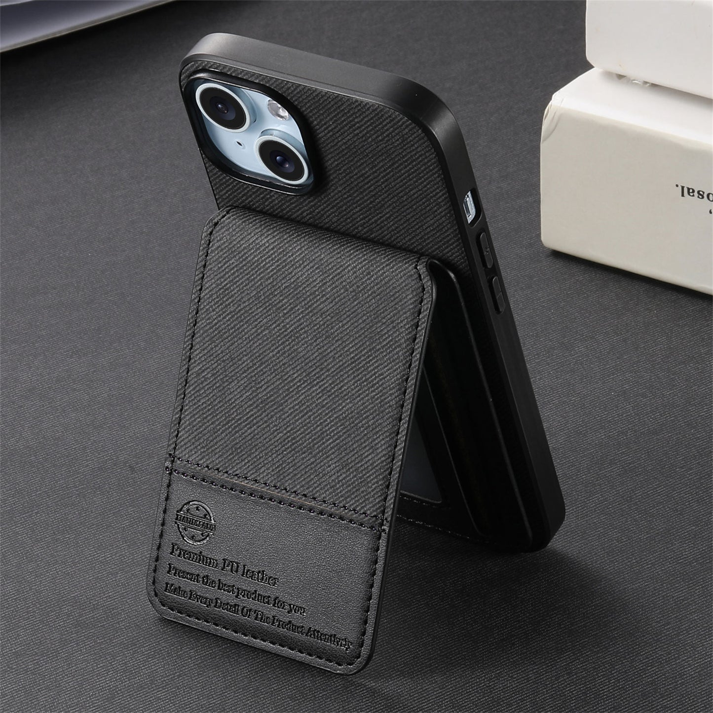 Leather Fabric Texture Phone Case with Card Holder for iPhone