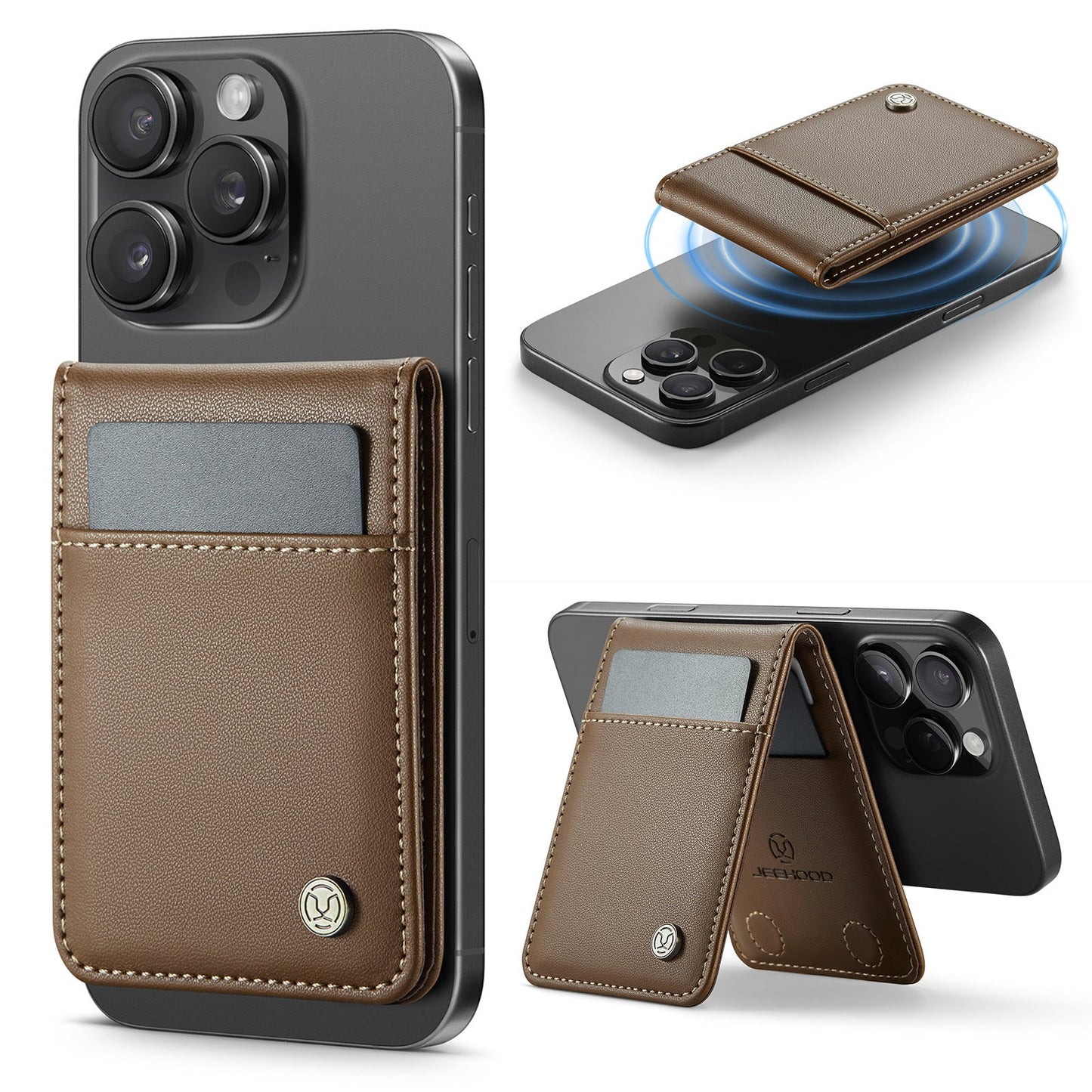 Universal RFID Leather MagSafe Card Holder for iPhone
