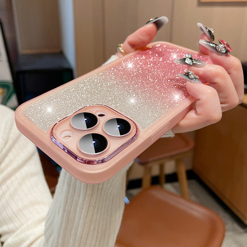 Gradient Rhinestone Soft Case for iPhone