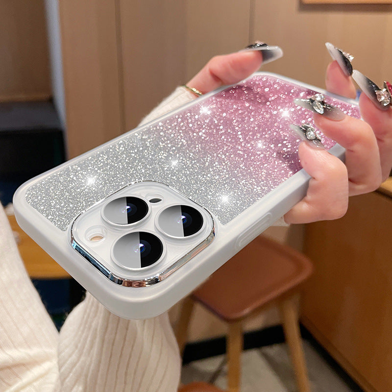 Gradient Rhinestone Soft Case for iPhone
