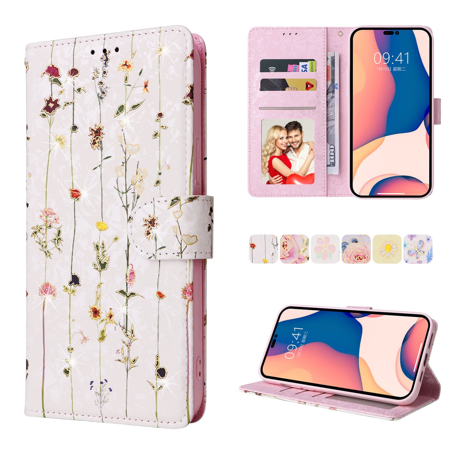 Anti-theft Brush Stamping Leather Flip Phone Case for Samsung Galaxy