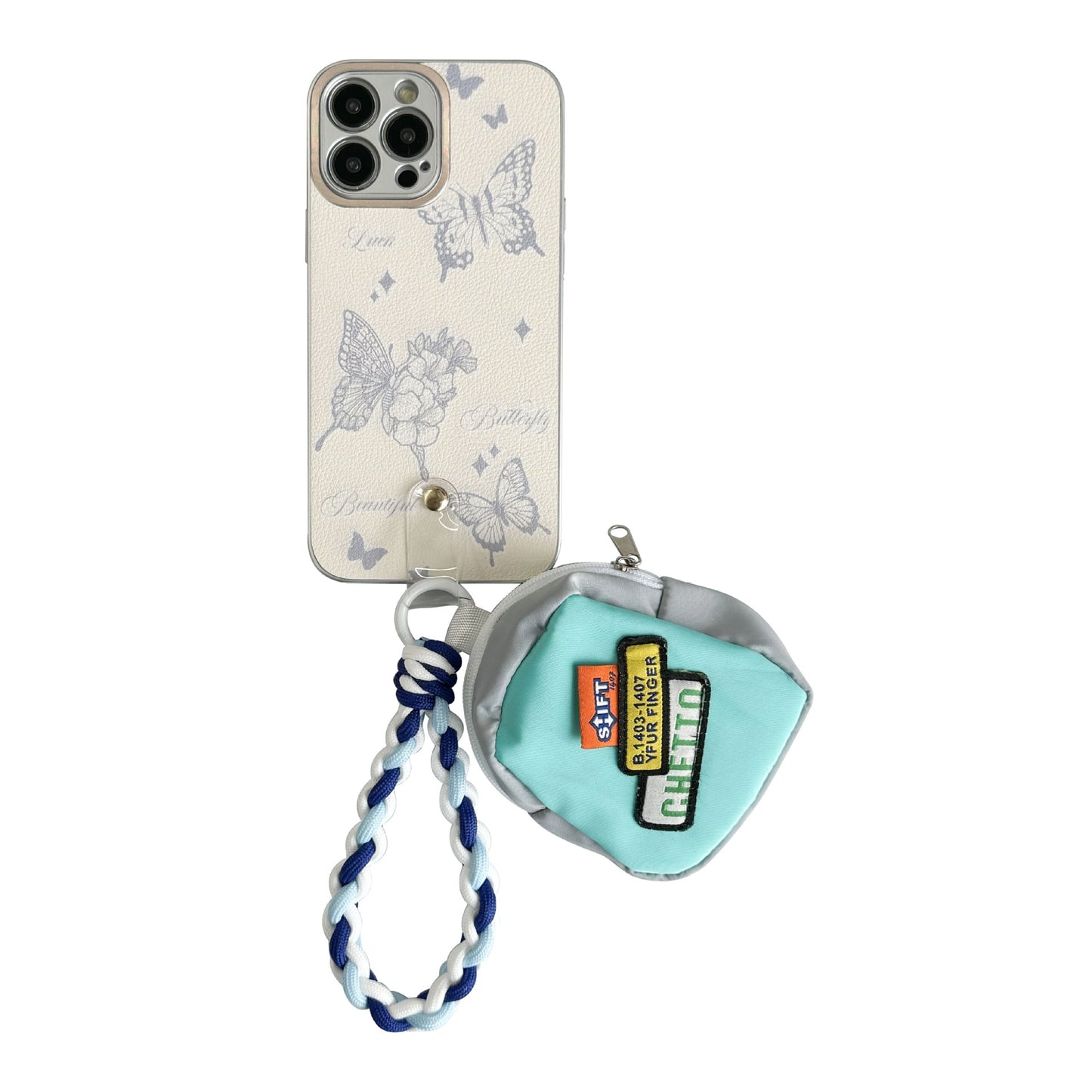 Blue Butterfly Small Coin Purse Phone Case for iPhone