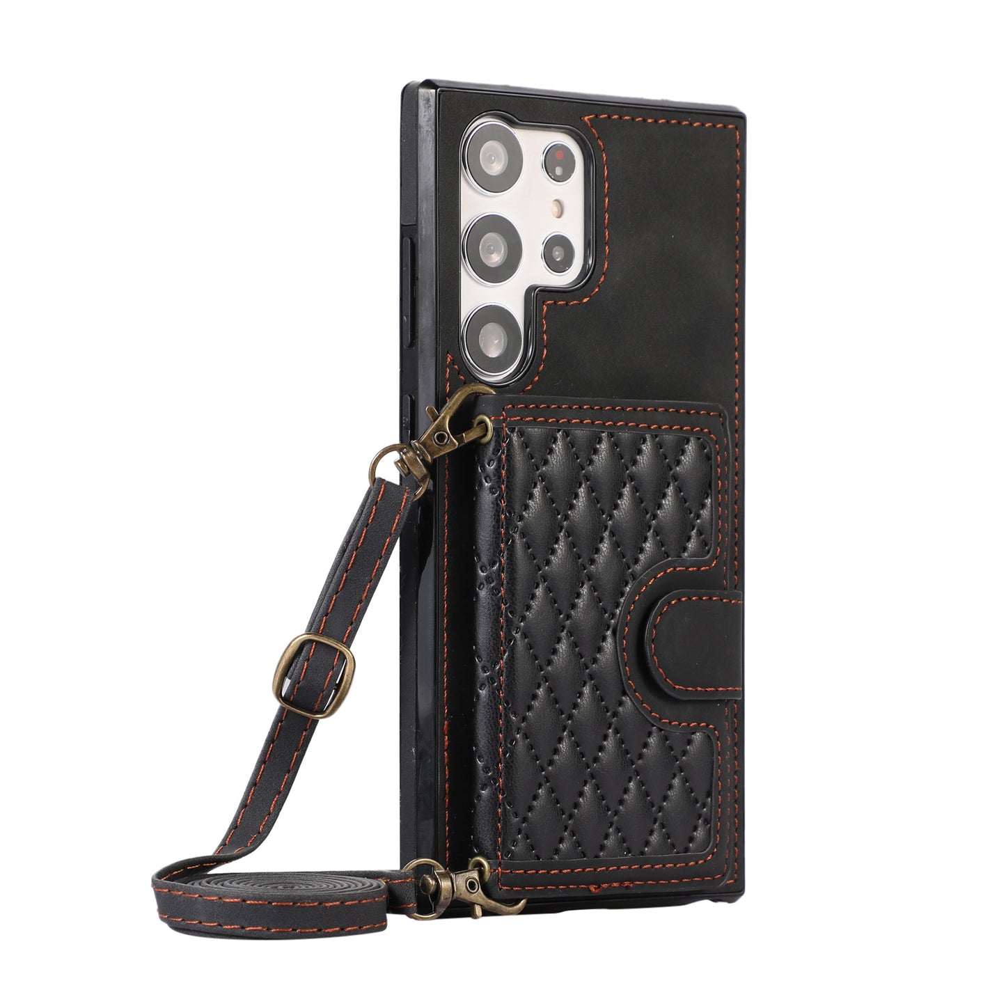 Multifunctional Diamond Grid Card Slot Crossbody Phone Case for Samsung Galaxy