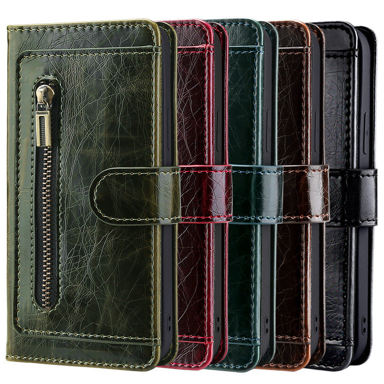 Leather Flip Wallet Phone Cover for iPhone