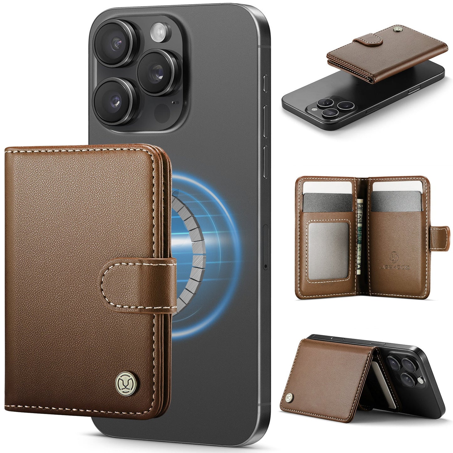 Universal RFID Leather MagSafe Card Holder for iPhone