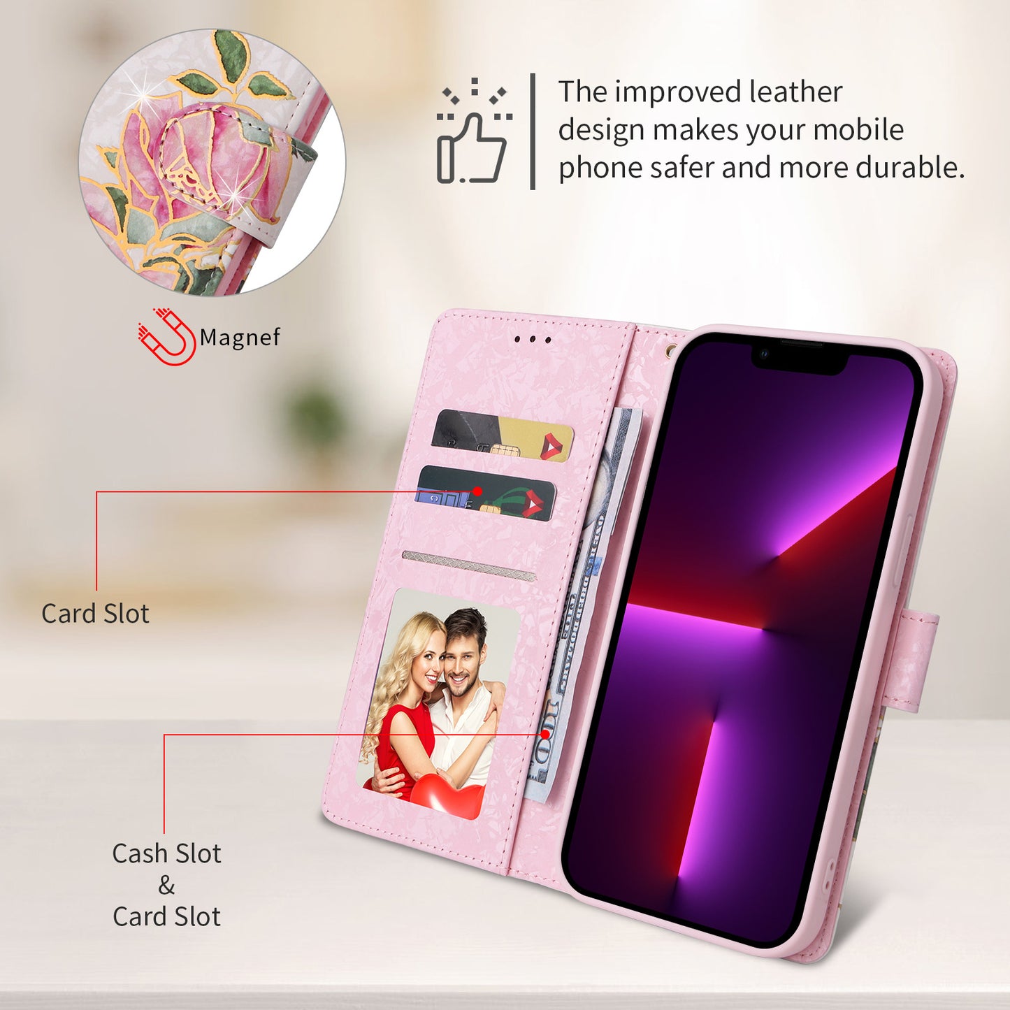 Anti-theft Brush Stamping Leather Flip Phone Case