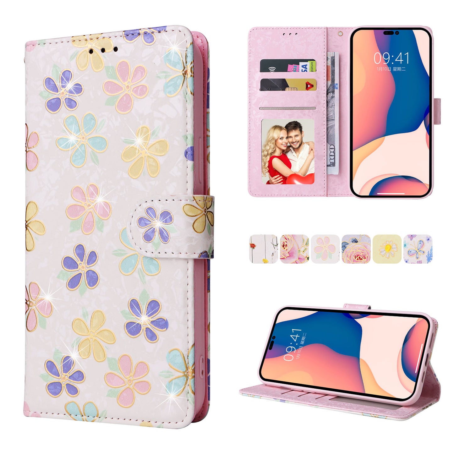 Anti-theft Brush Stamping Leather Flip Phone Case for Samsung Galaxy