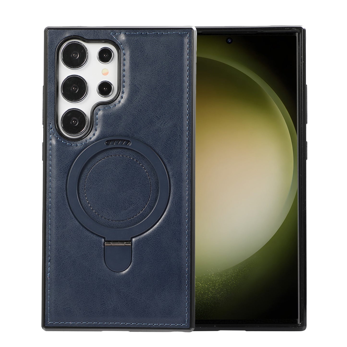 Minimalist Solid Color Leather Magnetic Stand Protective Case for Samsung Galaxy