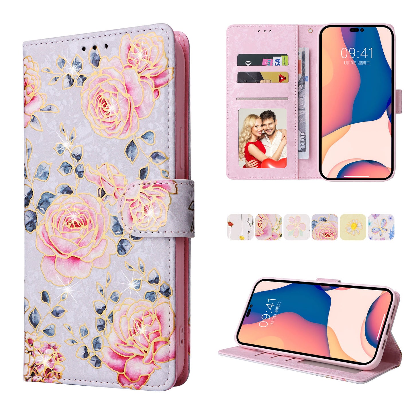 Anti-theft Brush Stamping Leather Flip Phone Case for Samsung Galaxy