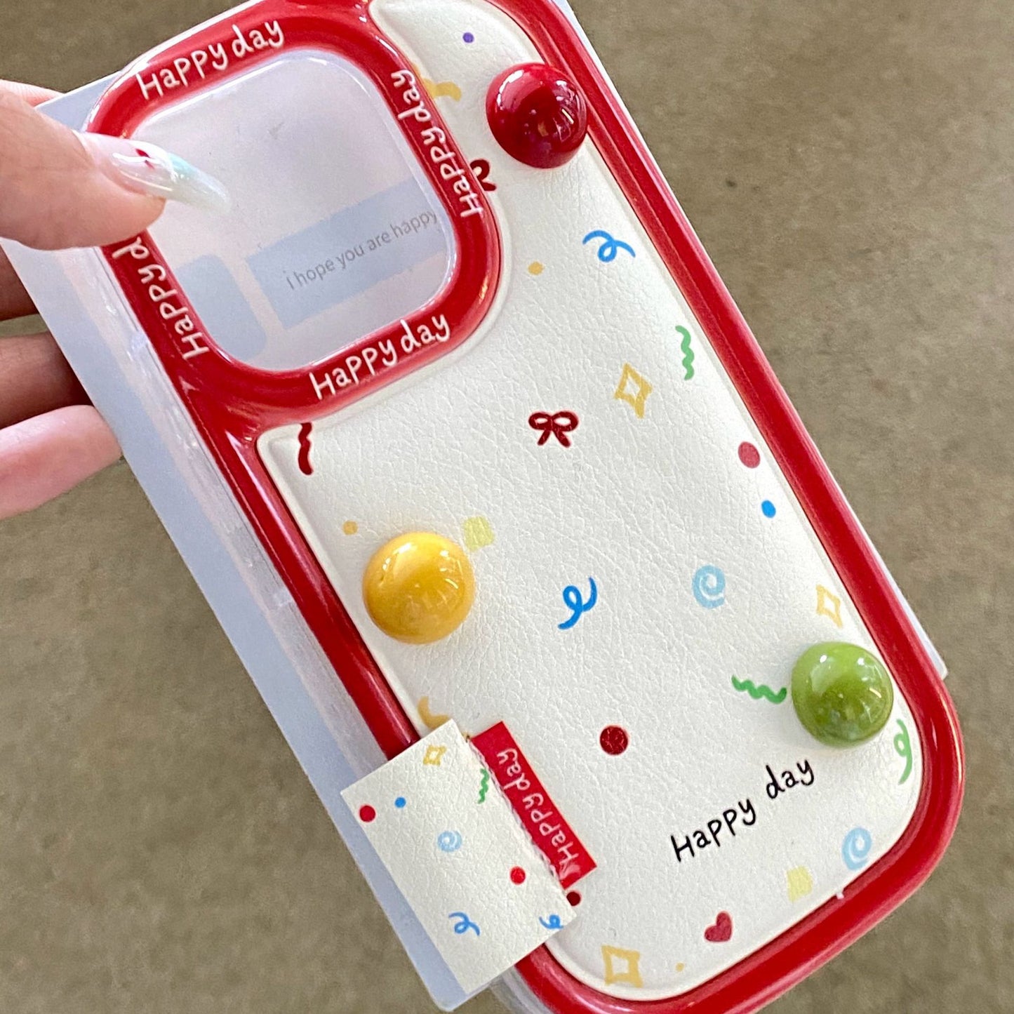Curved Wave-dot Three-dimensional Jelly Bean Lanyard Case for IPhone