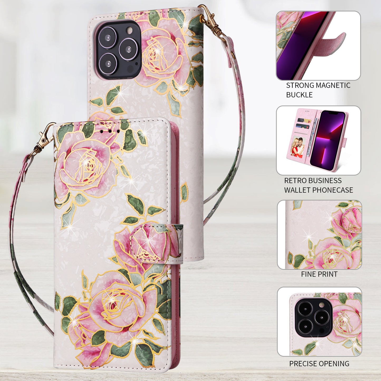 Anti-theft Brush Stamping Leather Flip Phone Case
