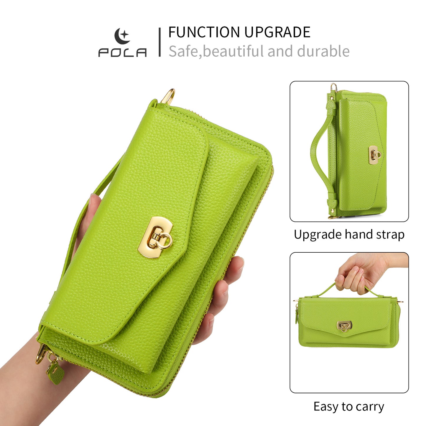 2 in 1 Removable Zip Card Solt Leather Wallet Case for iPhone