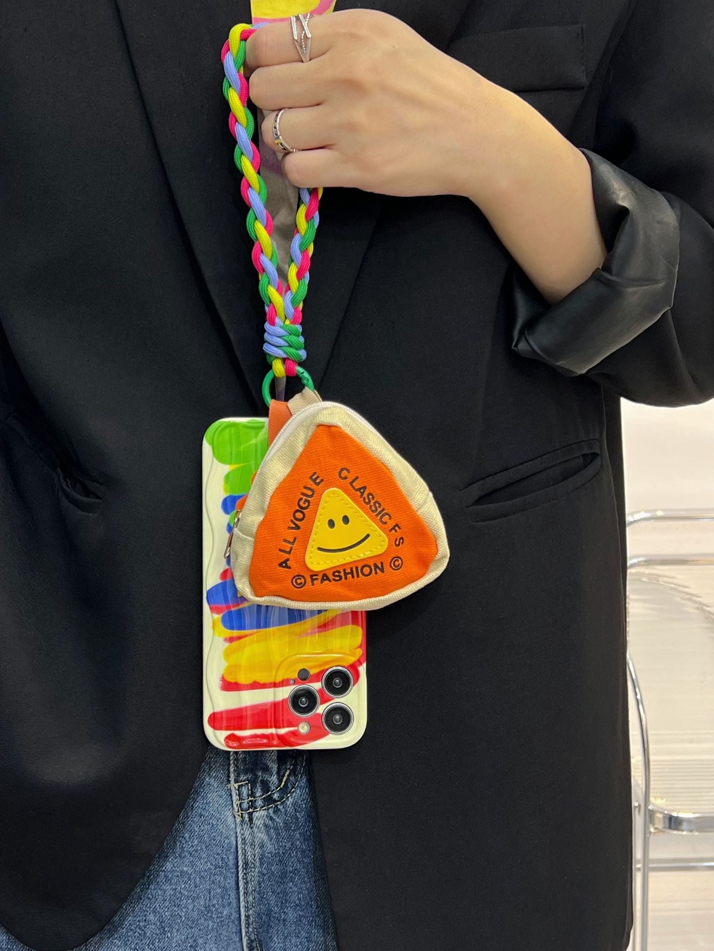 Rainbow Smiley Coin Purse Phone Case for iPhone