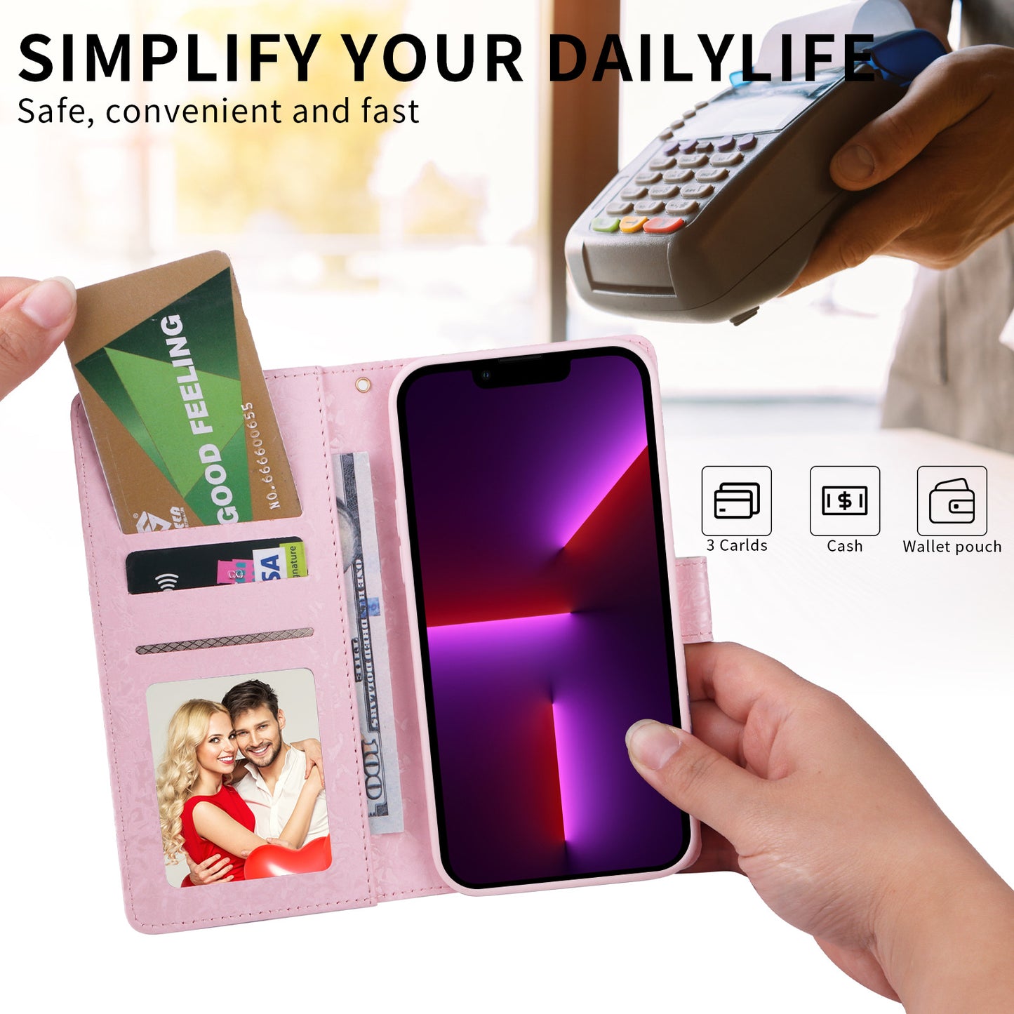 Anti-theft Brush Stamping Leather Flip Phone Case